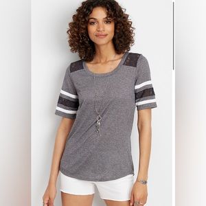 Lace Inset Baseball Tee, Size XXL